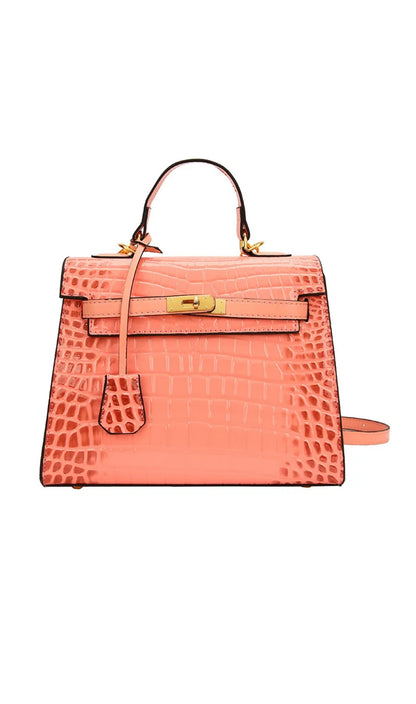 Crocodile print clochette bag with lock